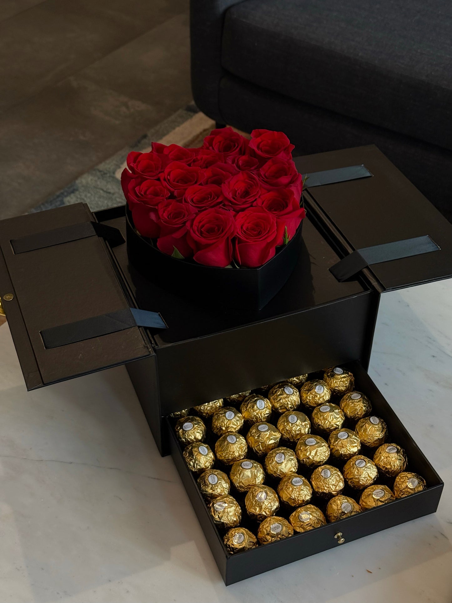 Golden Romance Gift Box - Luna Flowers Denver