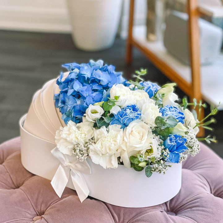 Baby Boy Flower Bassinet - Luna Flowers Denver